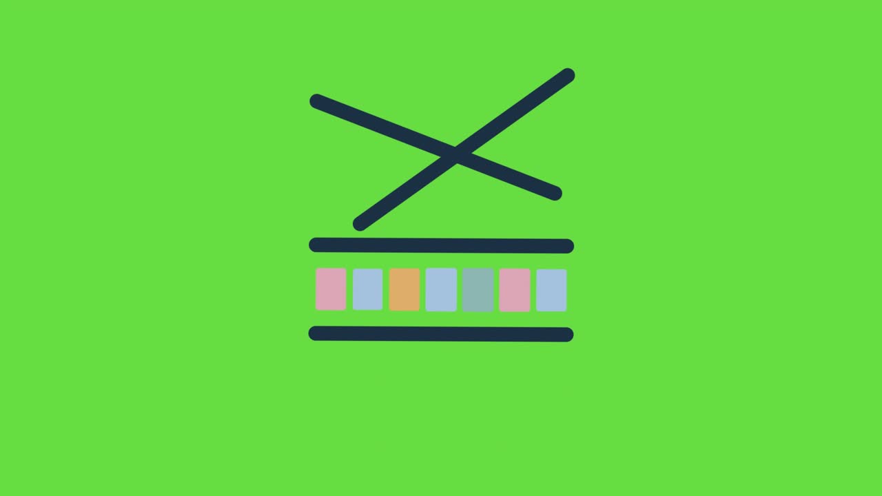 녹색 배경에 있는 만화 음악 아이콘의 4k 비디오