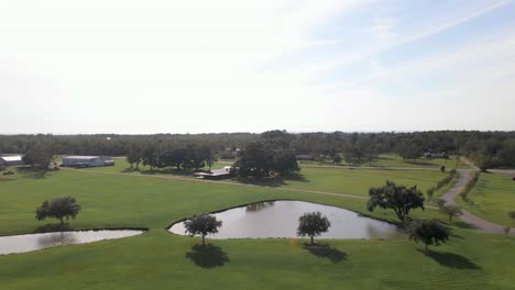 aerial of lakes on a small farm in fairhope, alabama