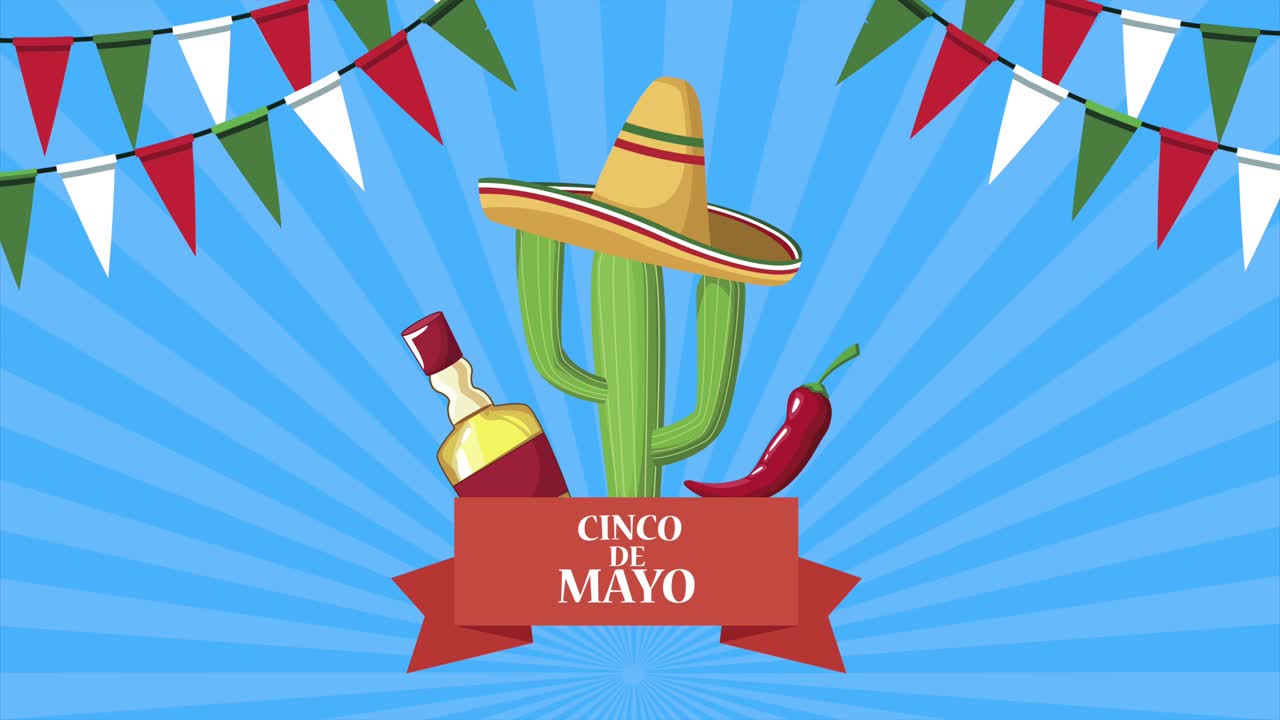 cinco de mayo celebration with party icons