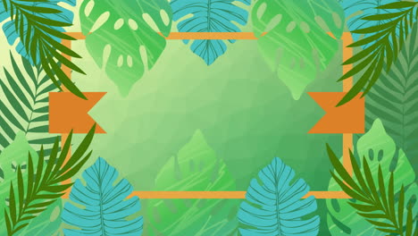 animación de hojas de plantas tropicales sobre un fondo verde