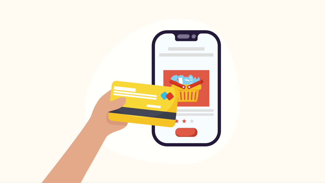 servizio di app di e-commerce in animazione per smartphone