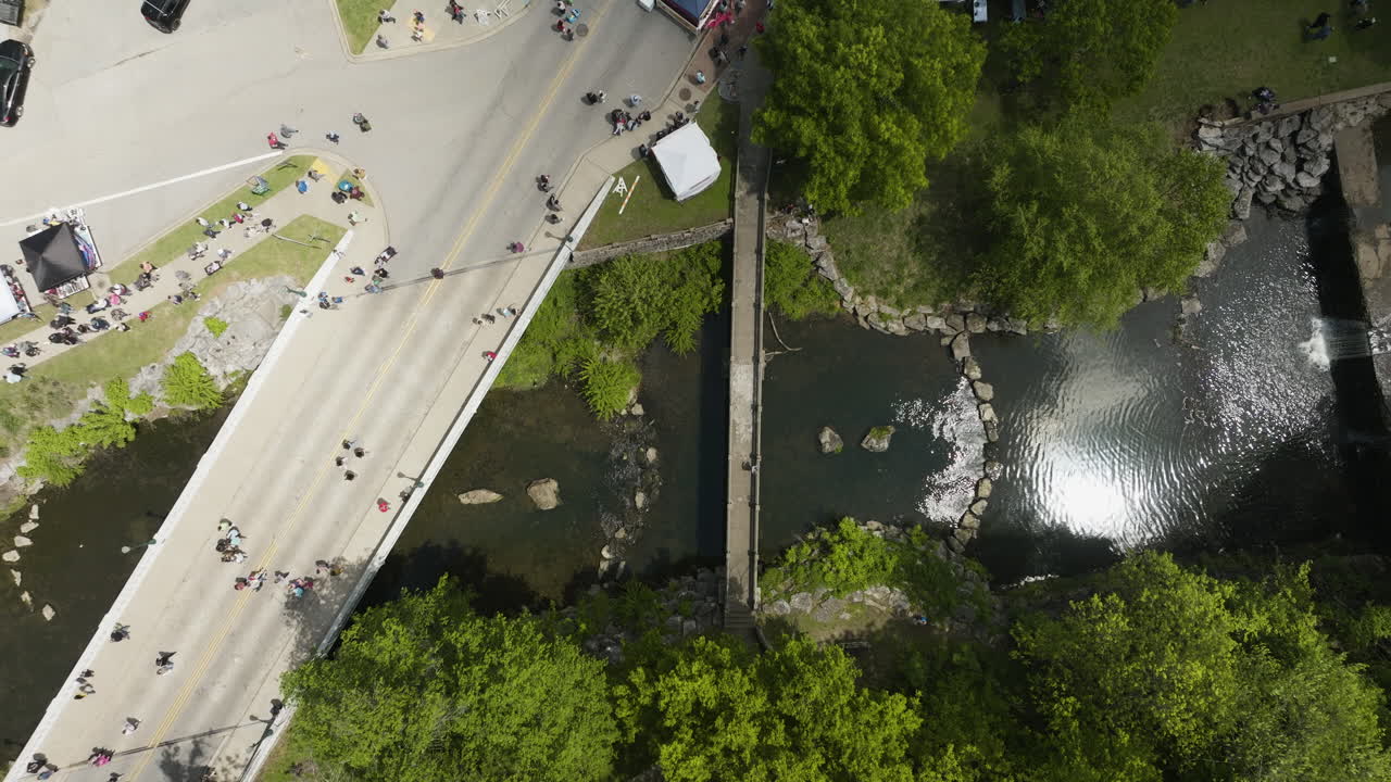 미국 아칸소 주 실로암 스프링스 에서 매년 열리는 도그우드 축제 중 사람 들 의 위쪽 모습