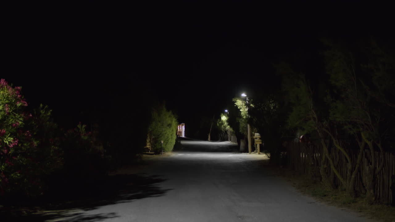 camino de campo oscuro por la noche