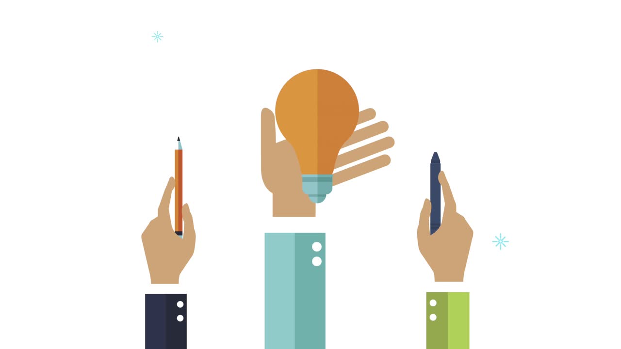 디자이너의 손으로 창조적 인 프로세스 애니메이션