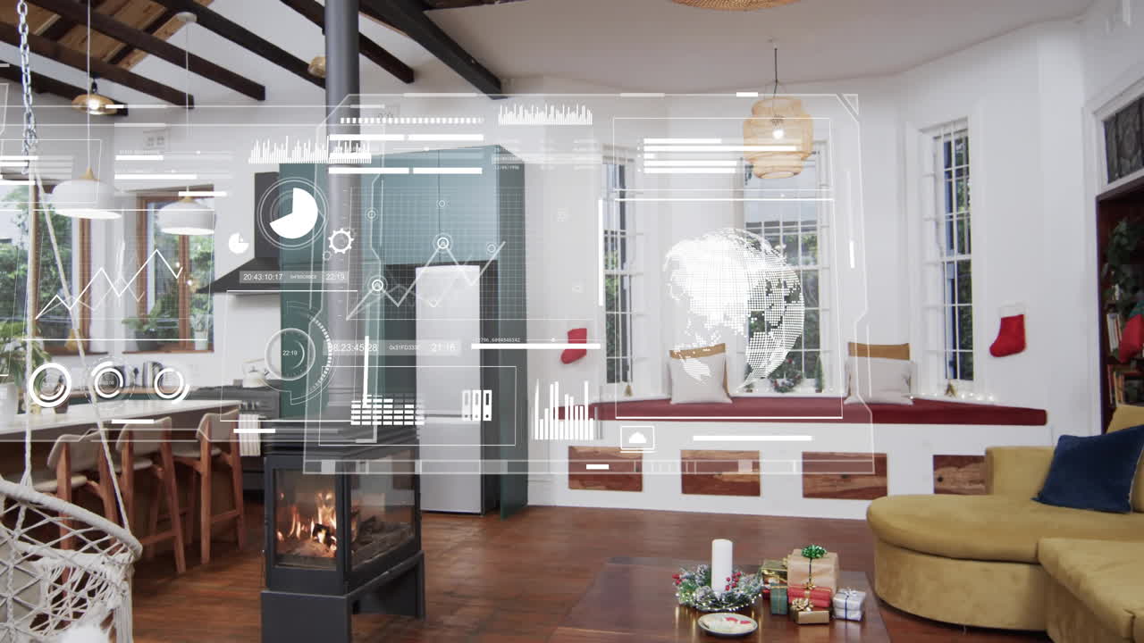 레스토랑 인테리어에 대한 금융 데이터 처리의 애니메이션