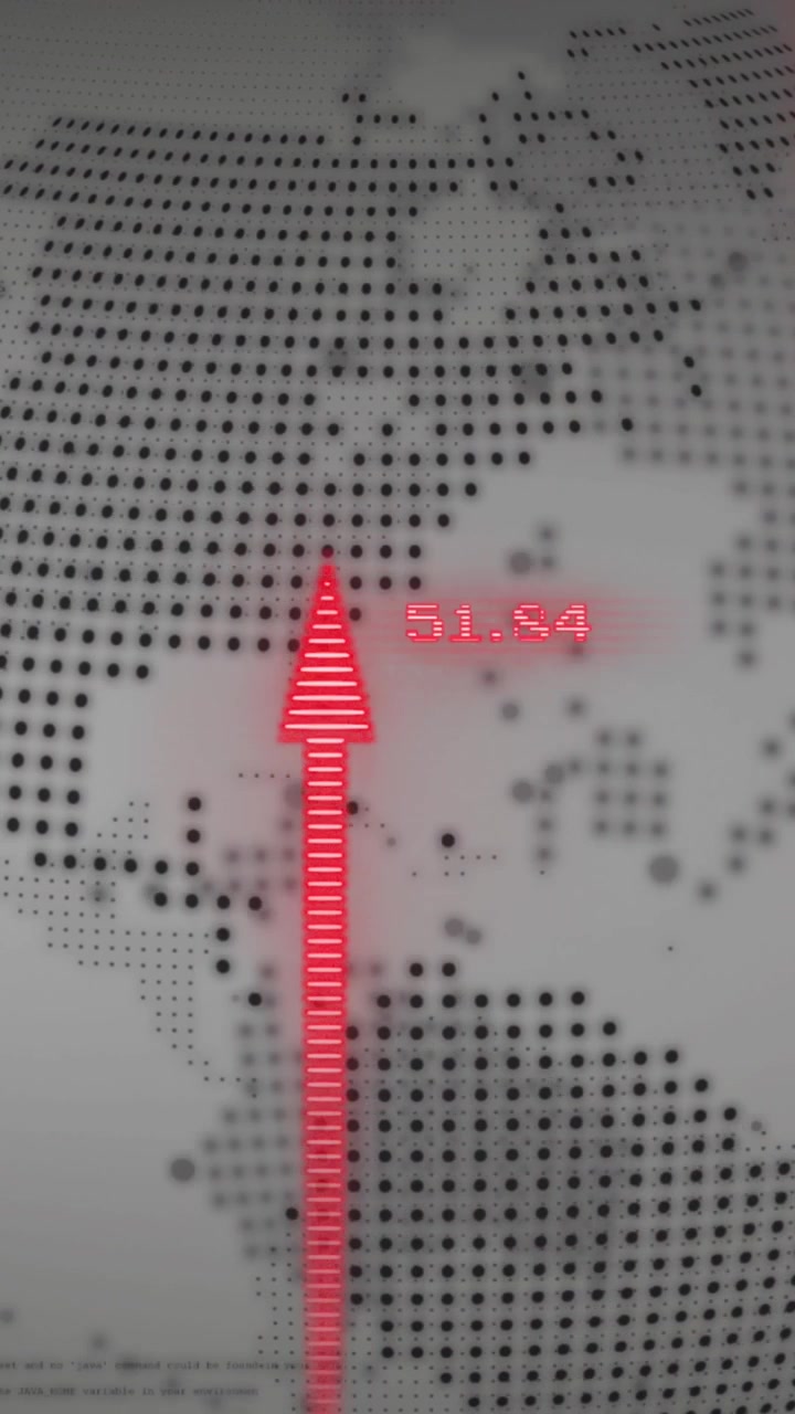 Animation of financial data processing and arrows over globe