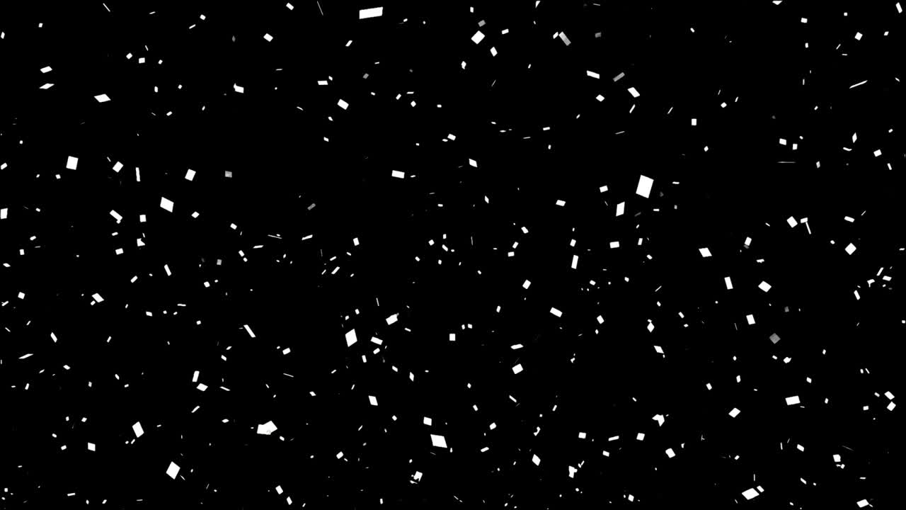 Animation of white confetti falling on black background