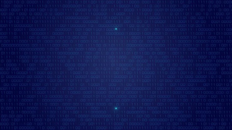 Animazione di cerchio al neon su schermo digitale con codice binario