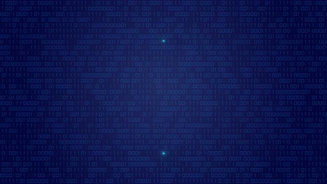 Animation of neon circle over digital screen with binary code