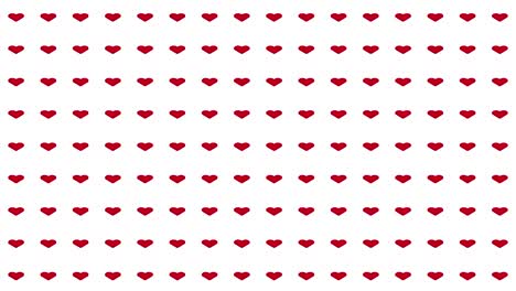 fondo isométrico romántico corazones rojos movimiento arriba y abajo
