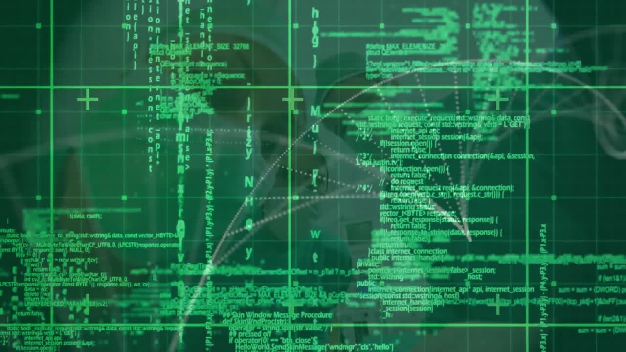 animazione dell'elaborazione dei dati sui chirurghi caucasici durante l'operazione