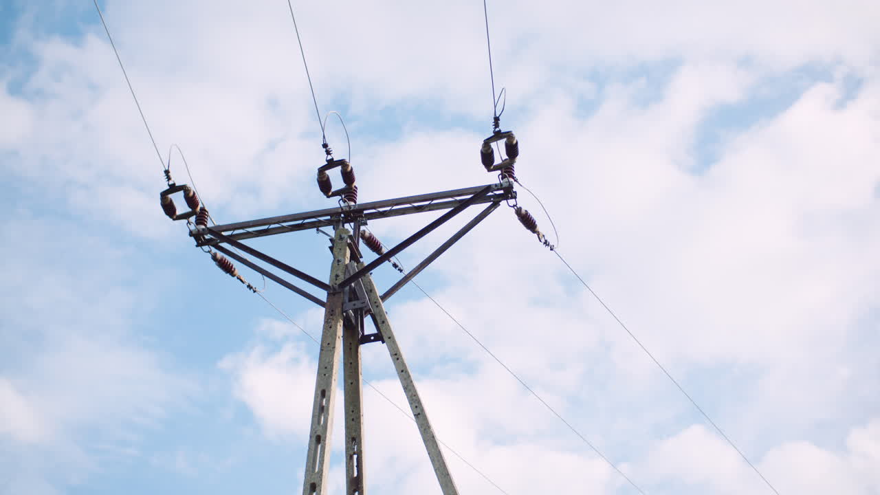 Energy Pole Against Beautiful Cloudscape