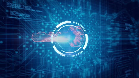 animation of glowing circular elements and data patterns in futuristic interface