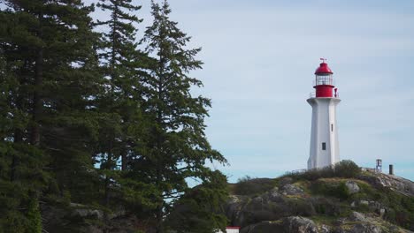 Point-Atkinson-Lighthouse,-West-Vancouver,-British-Columbia-Canada-in-4K