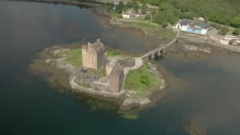 An-aerial-view-of-Eilean-Donan-Castle-on-a-sunny-day