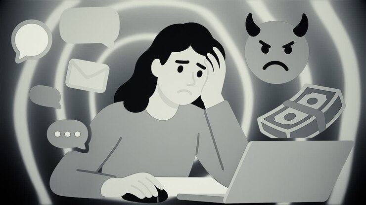 Donna Stressata al Computer