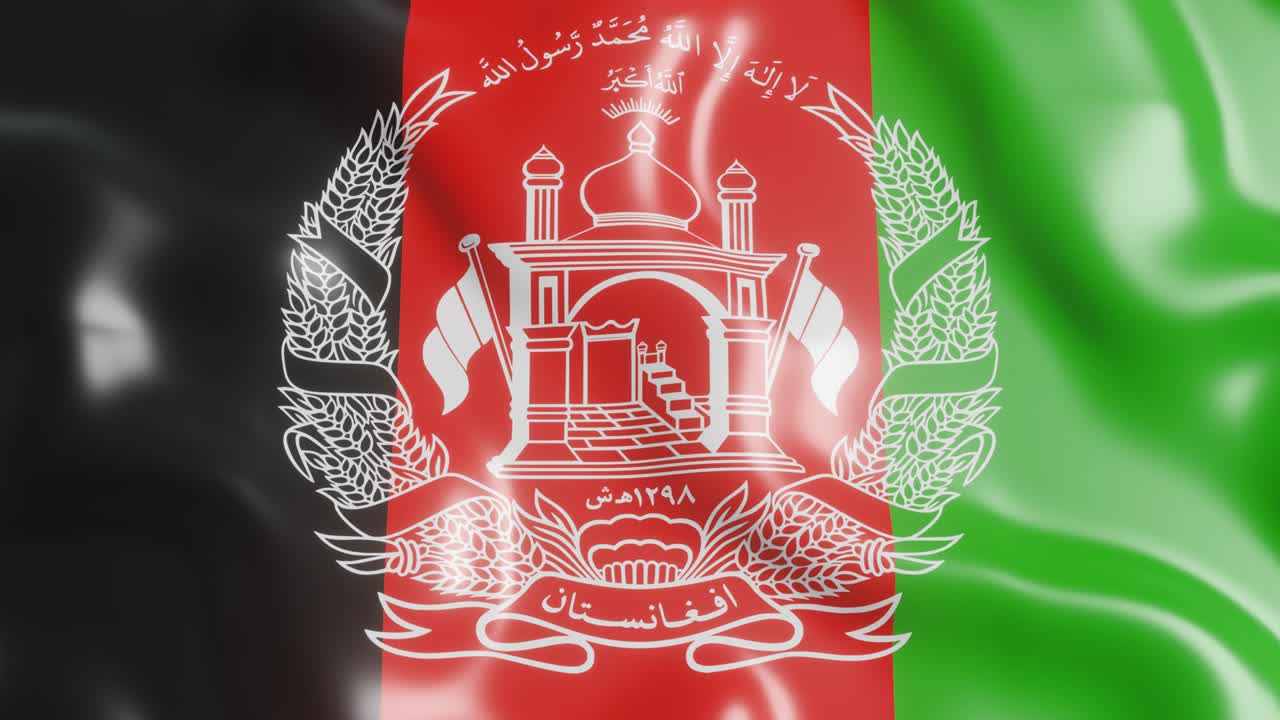 bandera 3d del país afganistán revoloteando en el fondo de la brisa. clip de video de bucle sin costuras animado de 4k de una manera realista