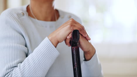 Walking-stick,-hands-and-woman-with-disability