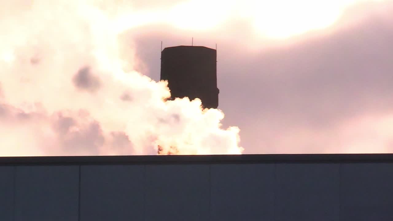 Smoke Stack Emission at Sunset