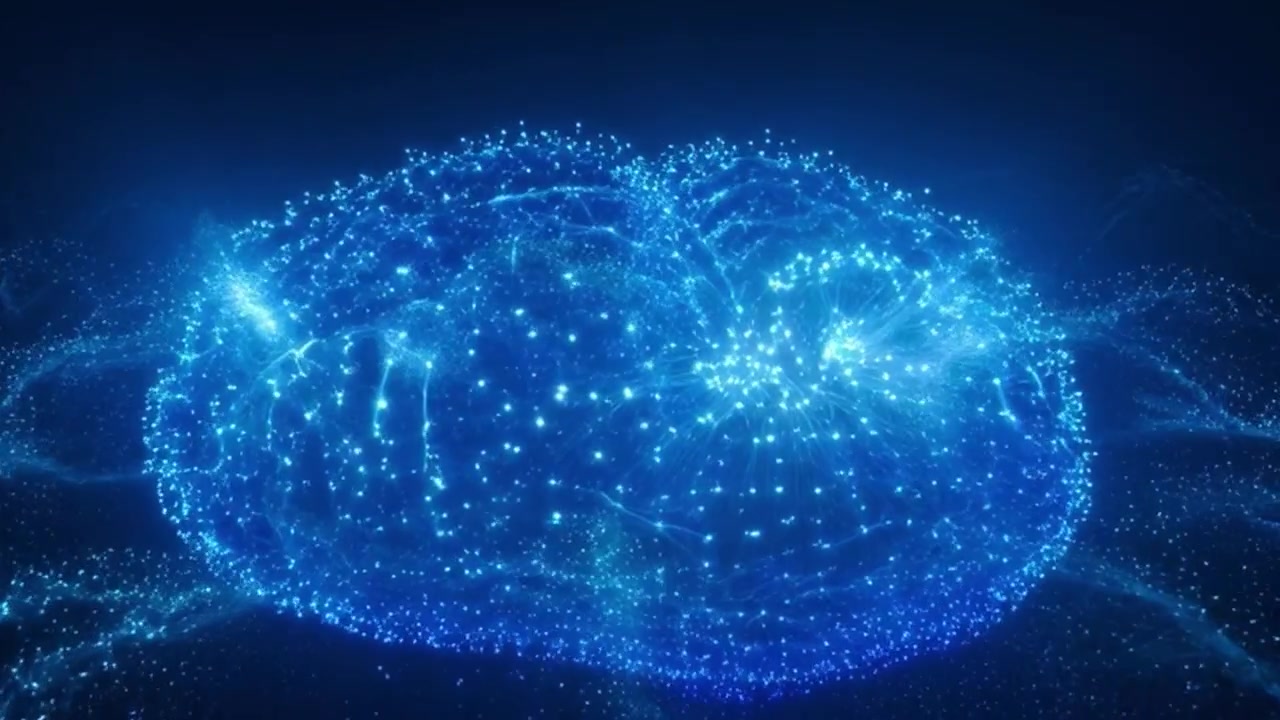 Digital Brain Visualization with Glowing Neural Network Connections
