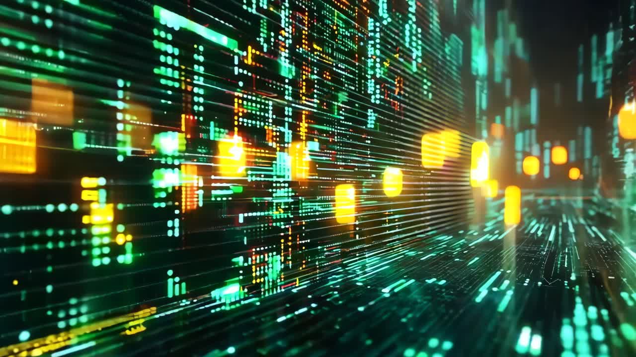 A computer screen with a green background and yellow dots. The dots are arranged in a grid pattern