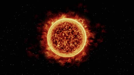 animated sequence of pulsating sun-like spheres.