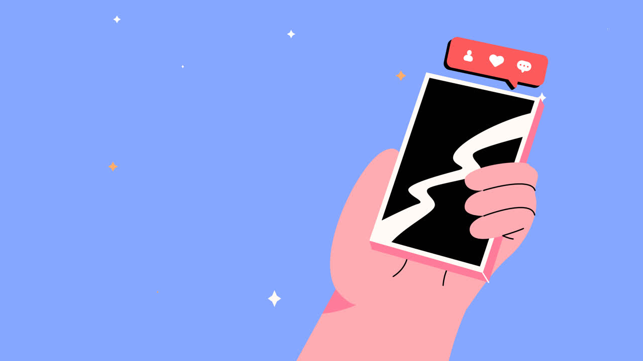 평평한 소셜 미디어 일 일러스트의 모션 그래픽