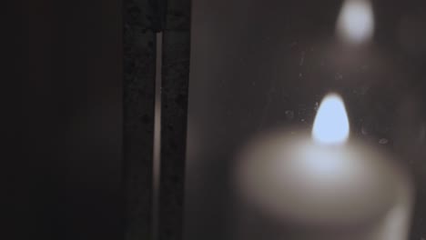 candles in a lantern at night