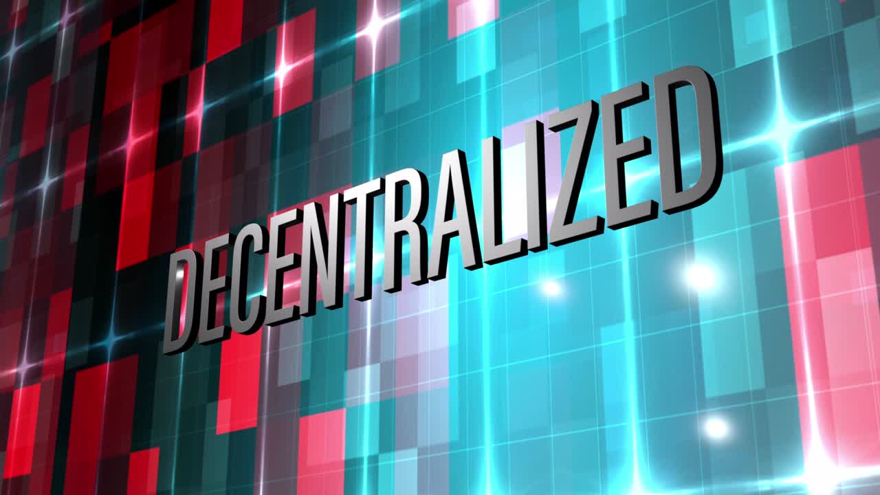 abstracto texto 3d palabra de movimiento de cadena de bloques con rojo azul movimiento digital matriz futurista efecto de luz fondo de neón futurista,