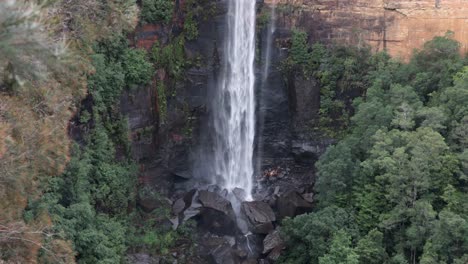 fitzroy falls base rocks in the kangaroo valley national park australia, locked medium shot