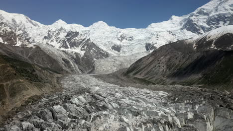 Drone-shot-of-Nanga-Parbat-with-glacier,-Fairy-Meadows-Pakistan,-cinematic-wide-revealing-aerial-shot