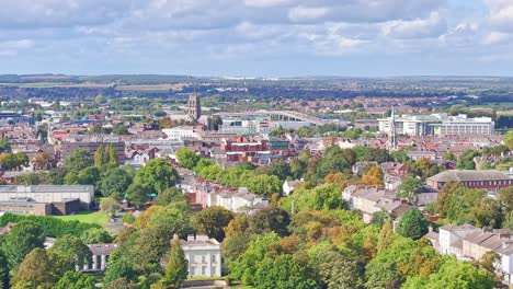 city overview of doncaster during sunny daytime in south yorkshire, england