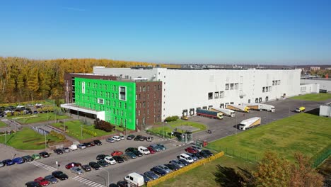 modern manufacturing architecture. aerial view of factory plant producing