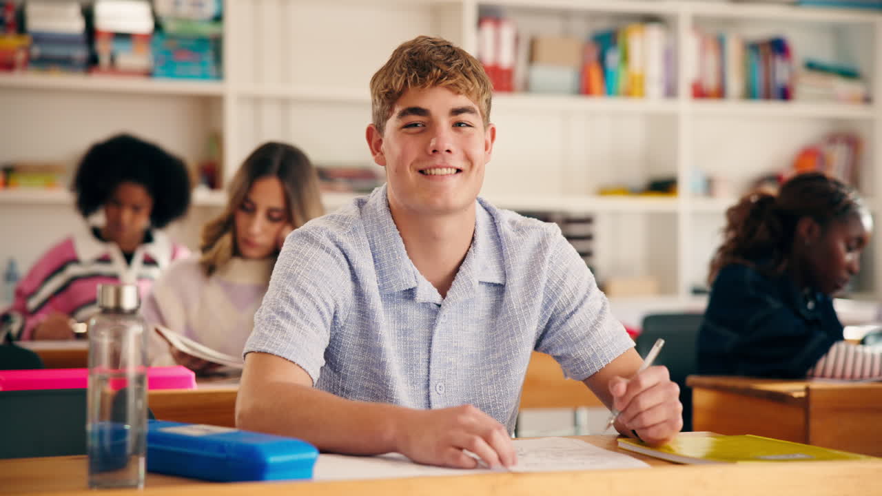 Tienerstudent in een klaslokaal