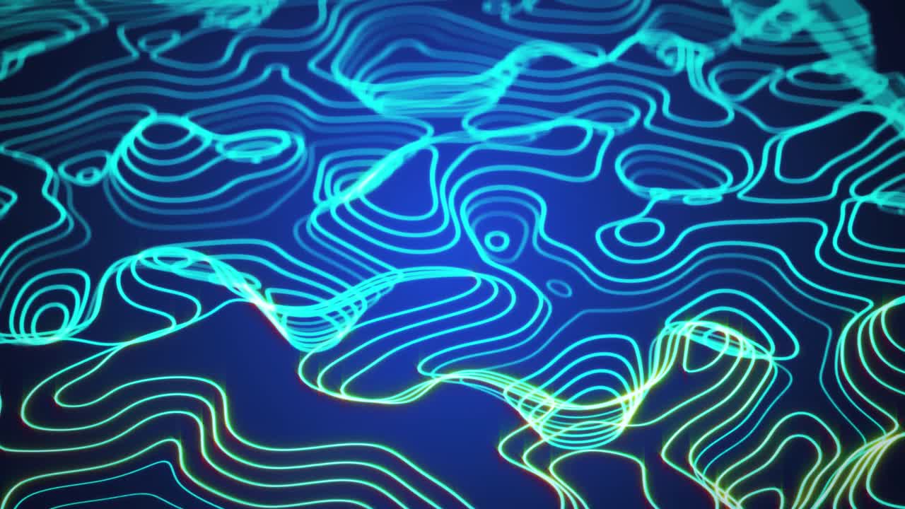 하 윤선 위에 형성되고 왜곡되는 파란색 윤 선의 애니메이션