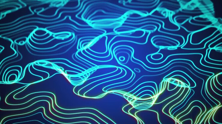 Animation of blue contour lines forming and distorting over white contour lines