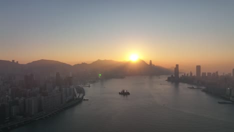 4k aerial view footage of hong kong city in sunset