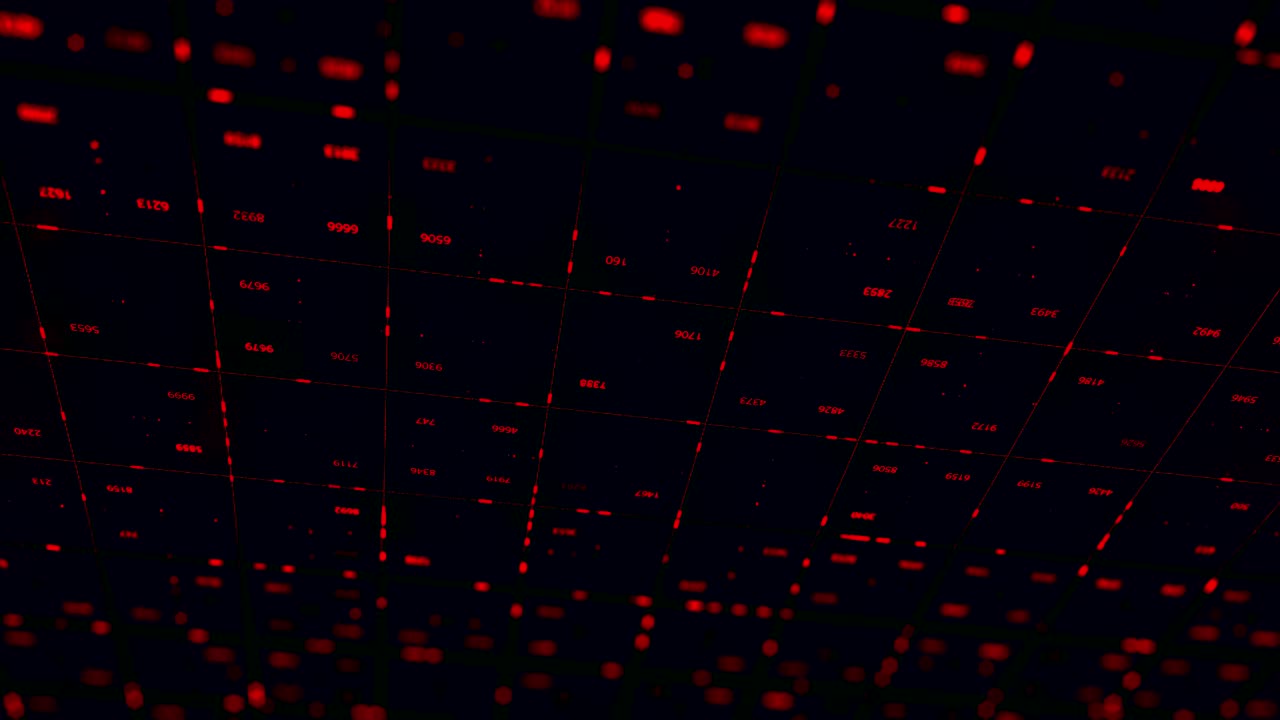 Digital Grid with Red Numbers