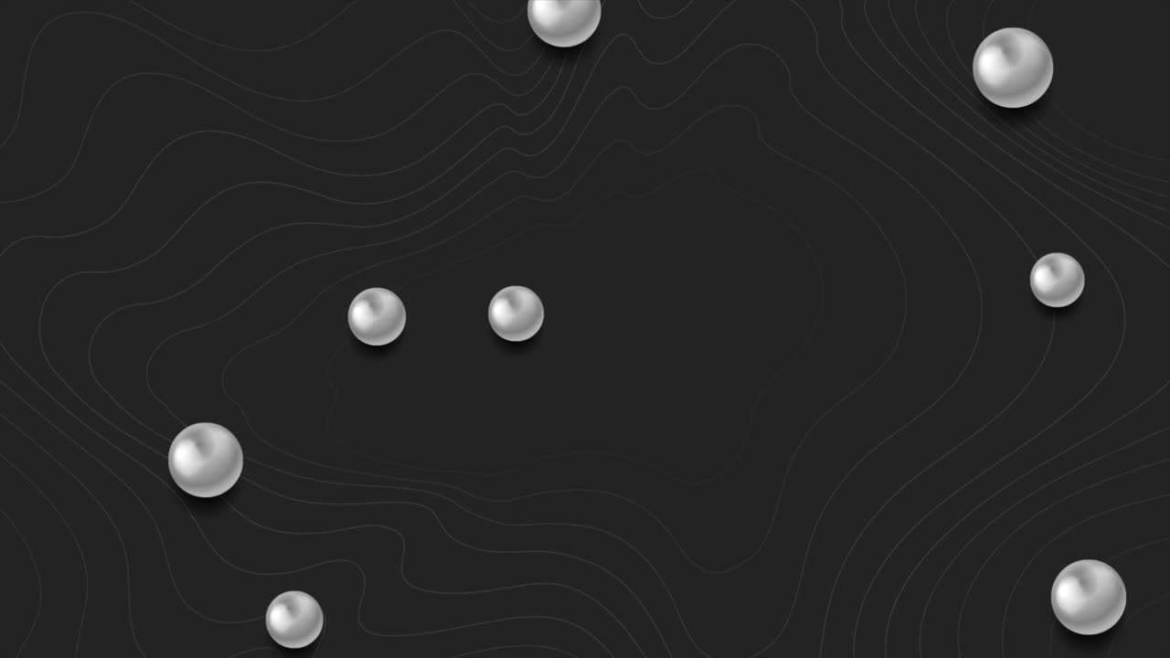 ondas refractadas oscuras y bolas de plata fondo de movimiento abstracto