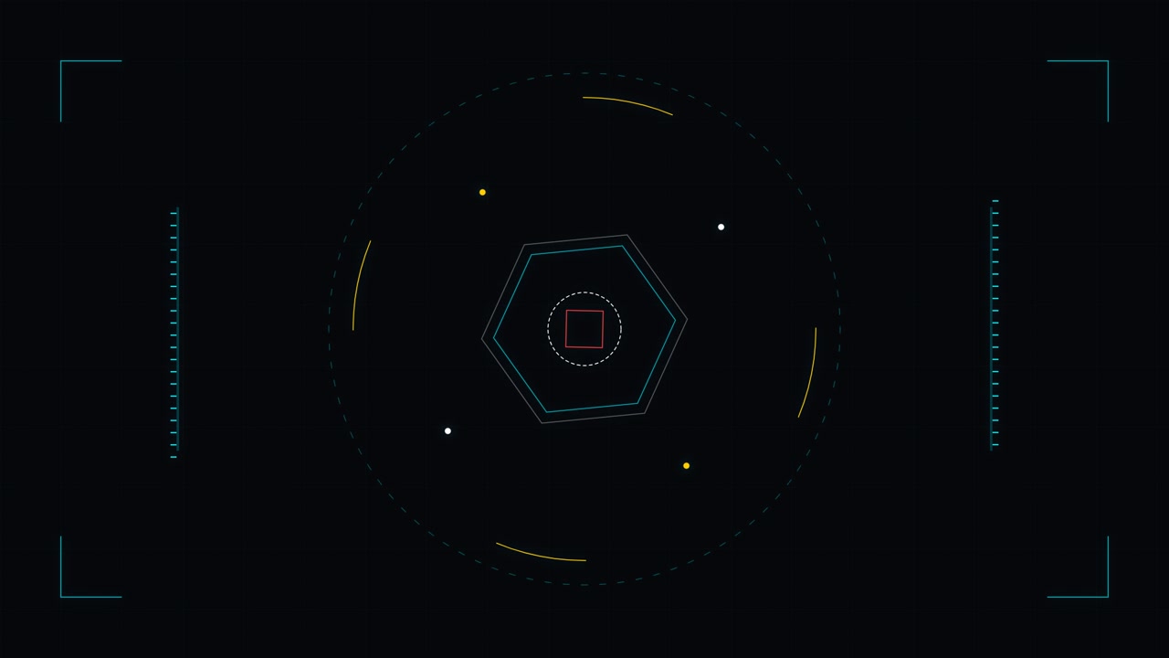 Abstract Futuristic HUD Interface with Rotating Hexagonal Elements