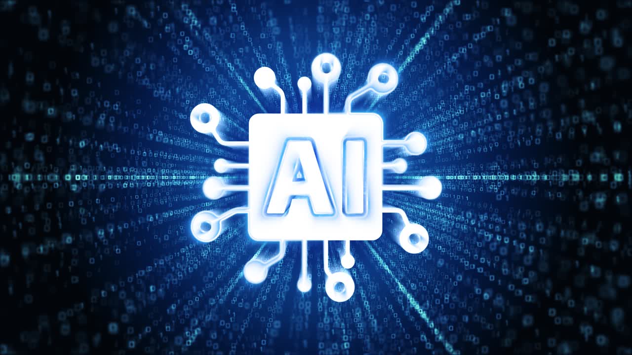 Artificial intelligence ai icon digital cyber space loop technology tunnel animation ai digital