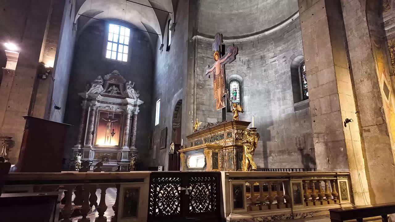 San Michele in Foro, Lucca Italy roman catholic church interior, Italian landmark