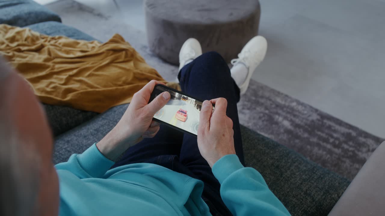 Playing Car Racing Game on Smartphone