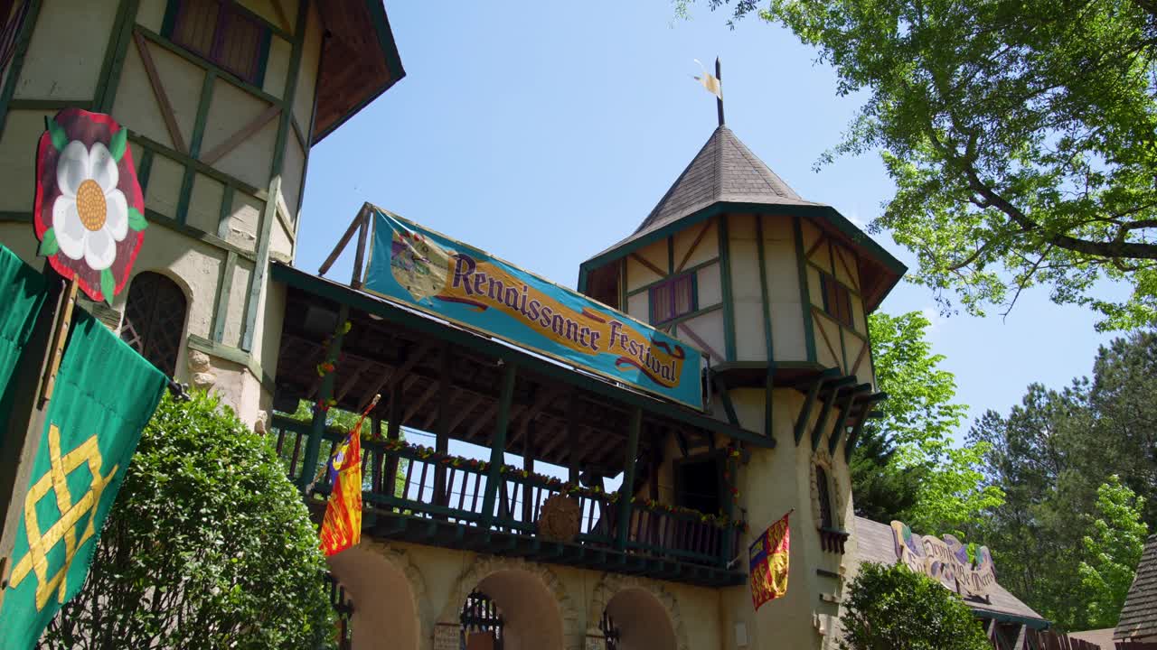 Wide shot of a Renaissance Festival sign.
