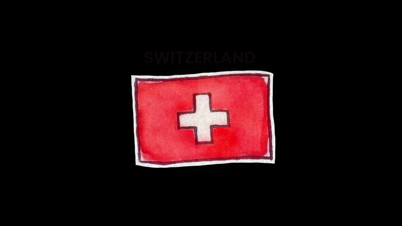 Hand-Drawn Watercolor Animation of the Switzerland Flag