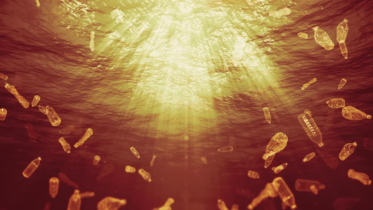 해저 플라스틱 병 쓰레기 바다에서 (루프)