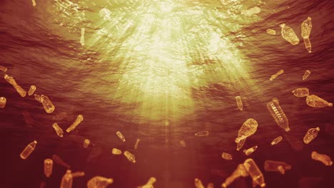 underwater plastic bottles trash in the ocean (loop)