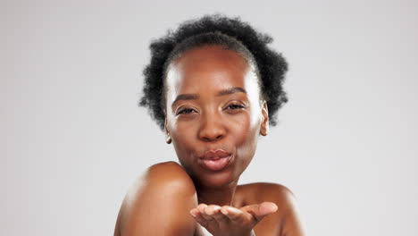kissing, beauty and black woman blowing a kiss as