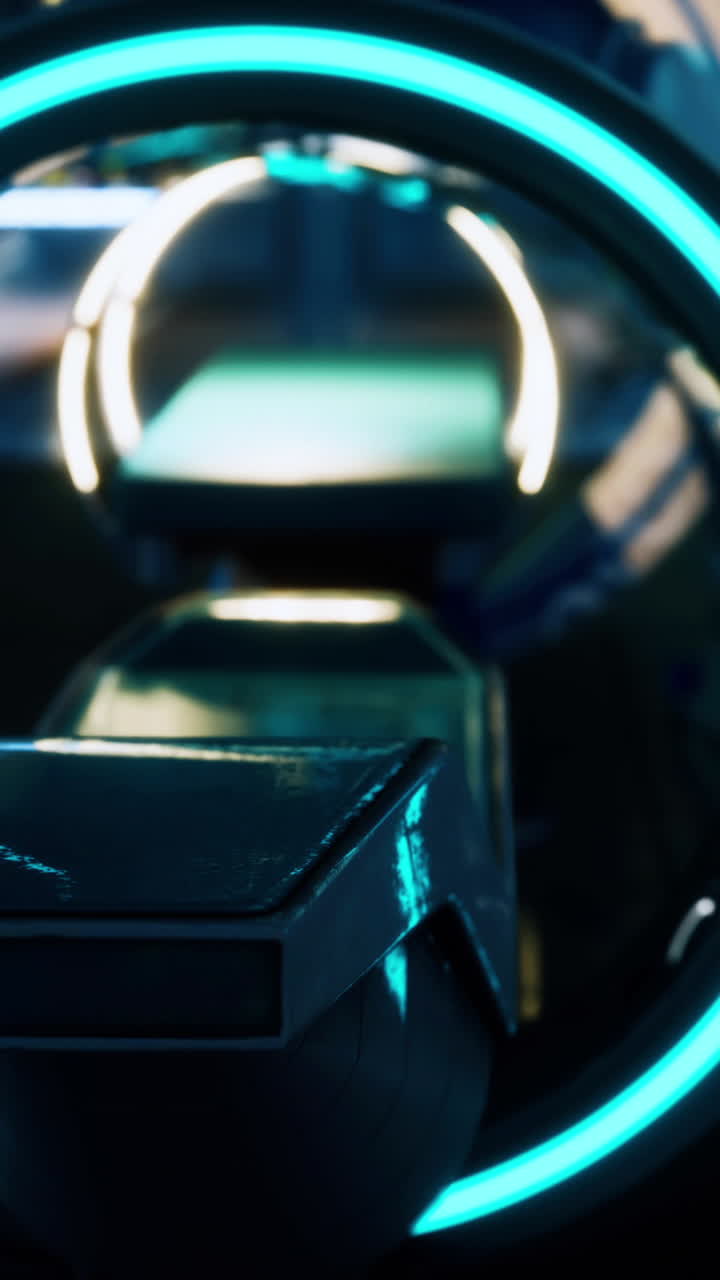 interno futuristico con luci al neon luminose