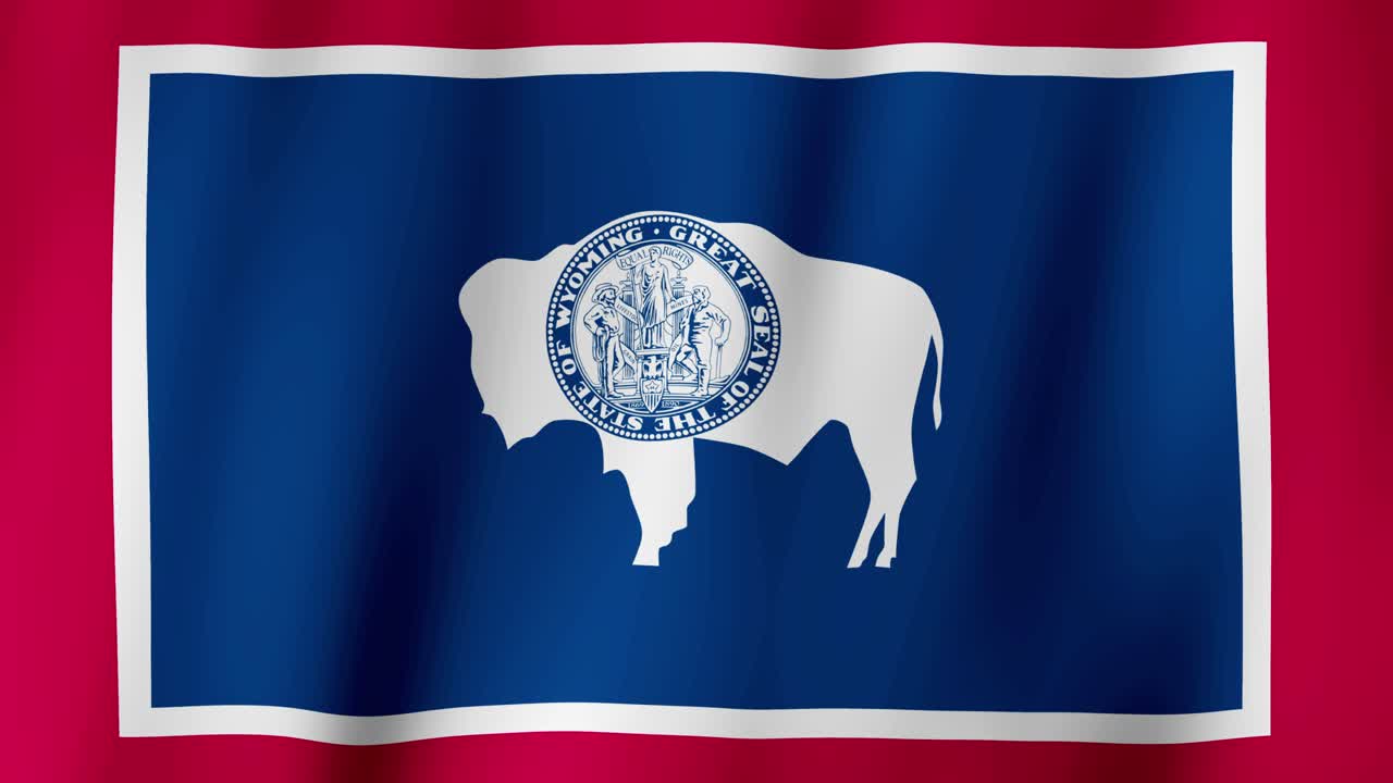 Loopable state flag of Wyoming. Digital animation waving background. (United States of America)